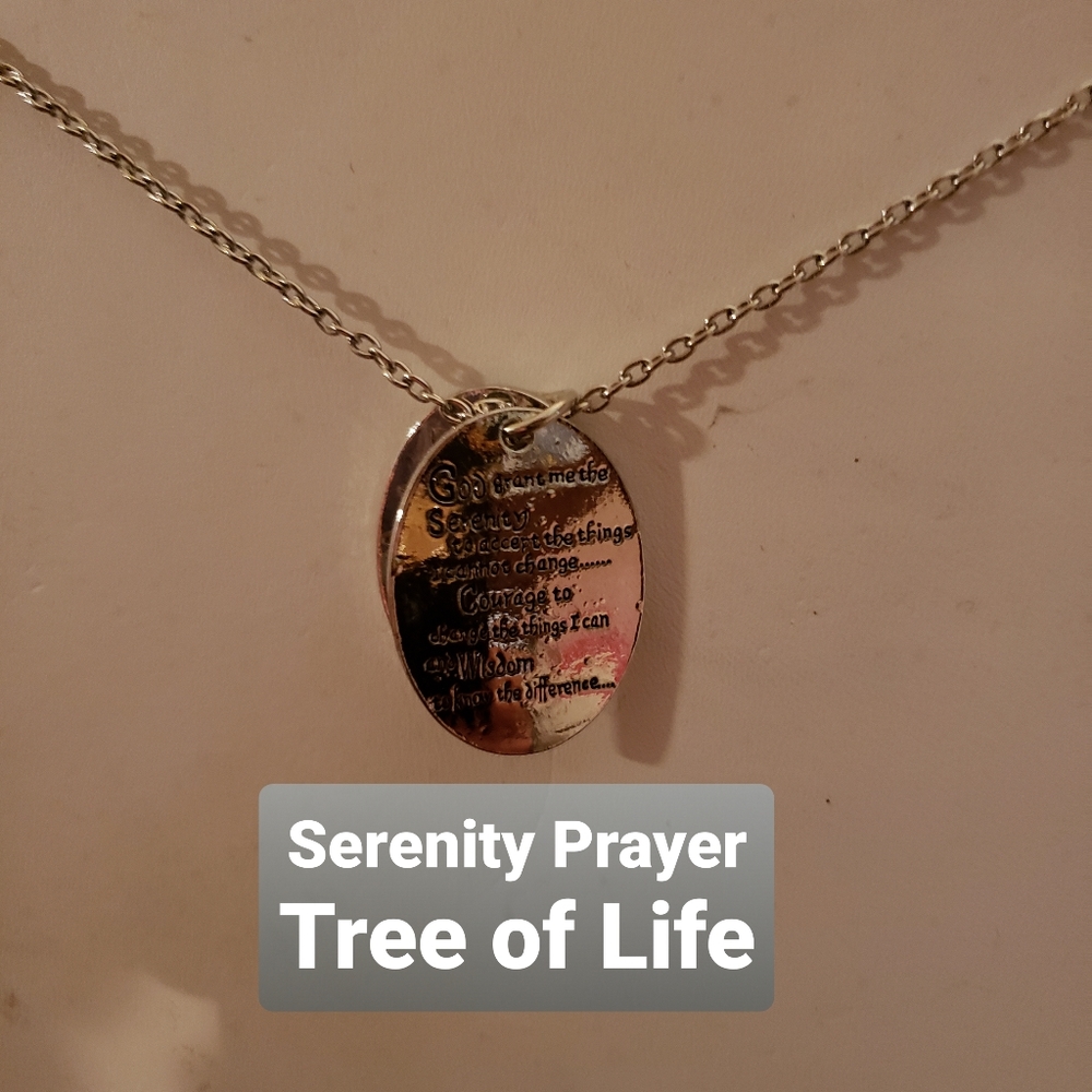Serenity Prayer Necklace Covered by Tree of Life